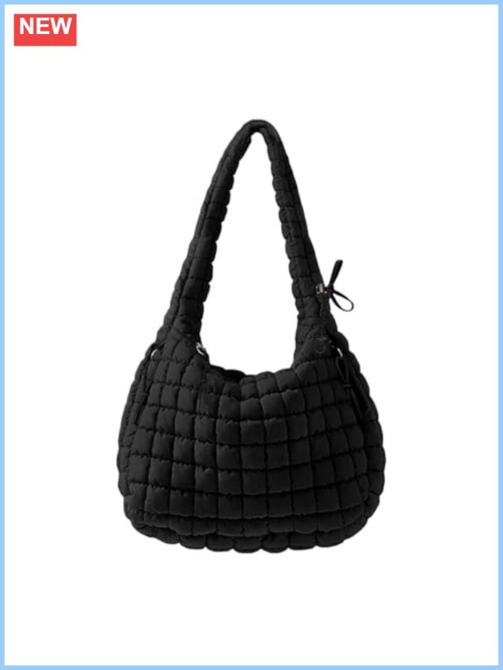 Quilted Puffer Hobo Bag Large Nylon Crossbody Tote Lightweight Puffy Handbag
